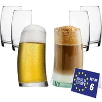 Luxus Biergläser 6er Set, 390ml 100% BLEI FREI Trinkgläser, Wassergläser, Craft Bier Gläser, Longdrinkgläser, Kaffeegläser, Bierglas, Beer Glasses, Latte Macchiato Gläser - Cocktailgläser, Bier Glas