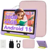 BUFO Kinder Lern-Tablet mit Elternkontrolle 10'' Android 15,64GB Tablet (10", 64 GB, Android 15, Kids Bumper blau) lila|rosa