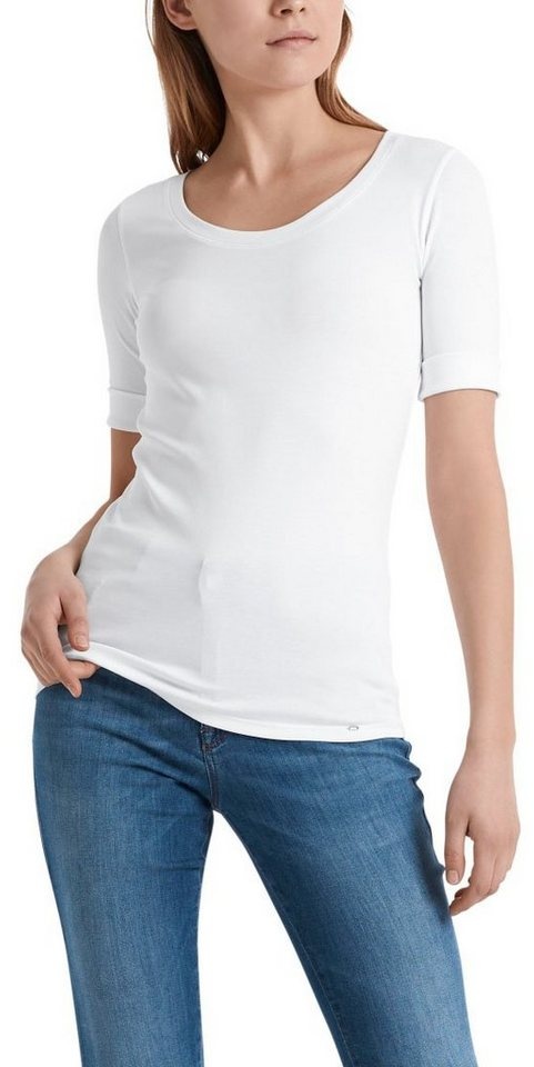 Marc Cain T-Shirt "Collection Essential" Premium Damenmode High Quality Baumwoll-Elasthan Mischung weiß 4 (40)