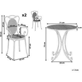 Beliani Bistroset grau Metall 2er Balkon Terrasse Garten romantisch - Grau