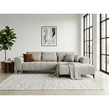werk2 Ecksofa Garay, XXL-Liegefläche: elektrisch ausziehbar auf ca. 228×126 cm, Luxus in Übergröße: XXL-Liegefläche, Komfort-Ottomane & stilvolle Füße beige