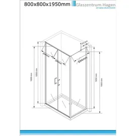 Glaszentrum Hagen Athene Eckdusche mit Pendeltür 80 x 195 cm transparent