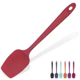 315°C Hochhitzebeständiger Silikon Löffel Spatel: U-Taste Flexibler Nahtloser Gummispatel, Backen Kochen Silikon Teigschaber für Antihaftbeschichtetes Kochgeschirr Mischen Schaben (29cm, Rot)
