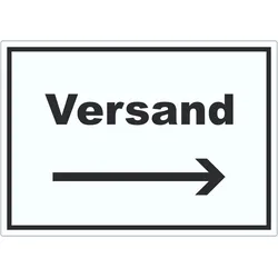 HB-Druck Versand Aufkleber mit Text und Richtungspfeil rechts Lieferung shipping waagerecht A5 (148x210mm)