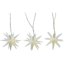 LED Lichterkette 3D Sterne Deko f.Außen Balkon 5 Mini Sterne Batterie Timer weiß