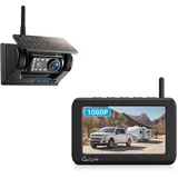 eRapta Magnetisch Solar Rückfahrkamera Kabellos mit 5" 1080P Monitor: 9600mAh Akku 1 Mins DIY Installation & Dual-Split Funk Rückfahrkamera, IP69K Wasserdicht Rückfahrkameras für Auto, LKW, Van, RV
