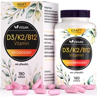 Vitamin D3 K2 Kapseln Hochdosiert und Vitamin B12 - Premium Nahrungsergänzungsmittel Vitamine Komplex: Vitamin D3, Vitamin K2 MK7 100mcg (All-Trans K2VITAL®), Vitamin B12-180 Kapseln