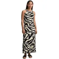 Tom Tailor American Neckline Kleid - Abstract Beige Zebra