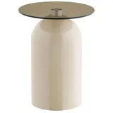 VCM ebuy24 Beistelltisch,, Ravello aus Glas Ø40cm | Beige - Beige