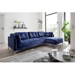 Ecksofa TRENDS BY HG "Landau L-Form", blau, B:275cm H:75cm T:158cm, Sofas, in Cord-Stoff mit Metallfuß