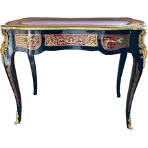 Casa Padrino Barock Boulle Sekretär im französischen Stil Schwarz / Rot / Gold - Handgefertigter Antik Stil Schreibtisch mit Schublade - Barock Büro Möbel