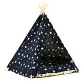 GIBZ Haustierhaus Tipi Zelt für Haustiere Abnehmbares und Waschbares Hunde/Katzen Bett Spielhaus Haustier Nest Zelt mit Kissen Navy Blau M