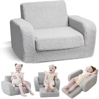 Kidbloom 3 in 1 Kindersofa Mit Schlaffunktion, Plüsch Kindersofa Ausklappbar, Er