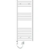 ECD Germany Badheizkörper mit Heizstab 900W 500x1200 mm Weiß gebogen mit Seitenanschluss LuxeBath