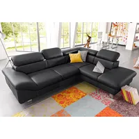 Ecksofa COTTA "Driver L-Form", schwarz, B:268cm H:73cm T:214cm, Kunstleder SOFTLUX;LEDER BEEFY (ein abgedecktes Spalt-Rindsleder) im Sitz und Rücken (Korpus in Kunstleder);Luxus-Kunstleder;NaturLEDER (echtes Rindsleder) im Sitz und Rücken (Rückseite mit Spannstoff bezogen), Sofas, Ecksofa, mit Kopfteilverstellung, wahlweise mit Bettfunktion & Bettkasten