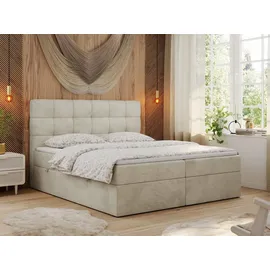 MKS Meble Boxspringbett 180x200 mit Matratze, Bett mit Multipocket - Matratze H4 und Topper, Polsterbett 180x200 mit Bettkasten und Kopfteil, TOP-1 - 180x200... - Beige