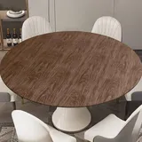LUPATDY Tischdecke Rund 110 cm, Elastisch Tischdecke Outdoor mit Gummizug, Gartentischdecke Wetterfest,Plastik Tischschutzfolie Braun,Garten Tischdecken für Traußen,Holzmaserung