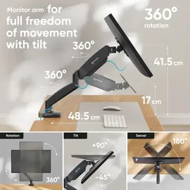ONKRON Monitorhalterung G80-B für VESA TFT, Tisch-Befestigung, Schwarz