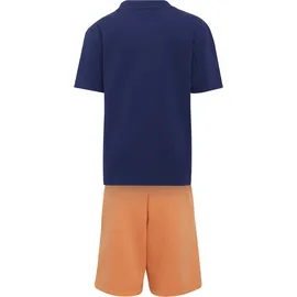 adidas Unisex Kids ESSENTIALS LINEAR LOGO T-SHIRT Set LK LIN T-SET KE0860 104 - dark blue/Dusky Orange, 3-4 Years