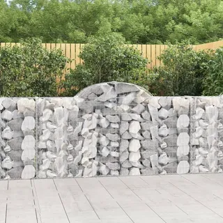 Hovothy Gabione mit Hochbogen Gartenmauer Steinwand Gabionen Zaun für Mauersteine Gabionenkörbe Gabionenwand Gabionenkorb Steinkorb Drahtkorb Silber 200x30x120 cm Verzinktes Eisen