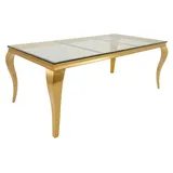 Esstisch VELENA – Rechteckig 200 cm – Gehärtetes Glas und goldenes Stahl – Barock Chic Stil - Gold