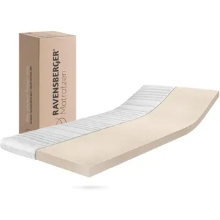 RAVENSBERGER Latex Topper Natura LUX - Härtegrad H2/H3, mittel - 50-110 kg - 100 x 200 cm, Höhe 9 cm - 7-Zonen Matratzenauflage aus Natur-Latex mit Baumwoll-Bezug, allergikerfreundlich