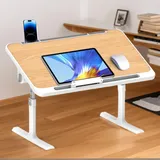 Alpstorm Klappbarer Laptoptisch Höhenverstellbarer Laptoptisch fürs Bett mit ergonomischem Neigungswinkel - Faltbarer Schreibtisch für Sofa/Boden/Bett/Outdoor (Nussbaum)