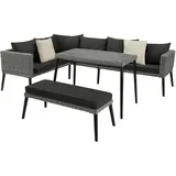tectake® Rattan Lounge mit Aluminiumgestell hochwertiges Geflecht
