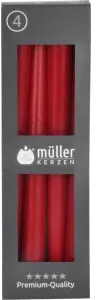 Müller Kerzen Spitzkerzen, karminrot, Gepresste Stabkerzen mit konisch geformten Fuß, 1 Packung = 4 Stück, (Ø x H): 22 x 245 mm