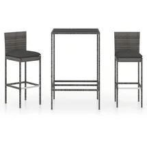 vidaXL Polyrattan Garten-Essgruppe 3-tlg. grau inkl. Kissen 3064829