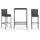 vidaXL Polyrattan Garten-Essgruppe 3-tlg. grau inkl. Kissen 3064829