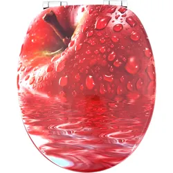 WC-Sitz ADOB "Apfel", rot, B:38cm H:6cm L:44,5cm, MDF - Mitteldichte Holzfaserplatte, MDF - Mitteldichte Holzfaserplatte, WC-Sitze, Absenkautomatik, sehr stabil