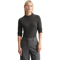 Marc O'Polo Longsleeve, mit kleinem Mockneck-Kragen, schwarz