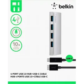 Belkin 4-Port USB 3.0 Hub USB-C Kabel, - White