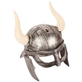 Karneval-Klamotten Wikinger-Helm für Erwachsene - Grauer Nordmann-Helm mit Hörnern für Karneval und Festivals