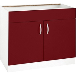 Spülenschrank WIHO KÜCHEN „Flexi“ Schränke Gr. B/H/T: 100 cm x 82 cm x 57 cm, front: rot glanz, korpus: weiß Spülenschränke Breite 100 cm