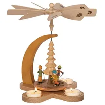 Richard Glässer GmbH Seiffen Richard Glaesser Weihnachtspyramide Winterkinder für Teelichte, Höhe: 28 cm, Handwerkskunst aus dem Erzgebirge