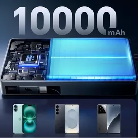 Joyroom JR-PR1 10000mAh 22.5W Powerbank mit integriertem einziehbarem USB-C-Kabel - Schwarz