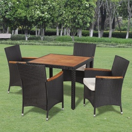 vidaXL Polyrattan Set 5-tlg. schwarz/creme