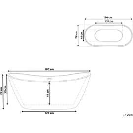 Beliani Antigua Freistehende Badewanne 78 x 180 cm (Rot)