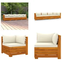 vidaXL 4 Sitzer Gartensofa mit Kissen Massivholz Akazie - Gartensofa - Gartensofas - Holzsofa - Holzsofas - Weiß