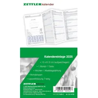 Zettler - Kalender-Ersatzeinlage 2025, 8,8x15,2cm, Ersatzeinlage für Taschenplaner Typ