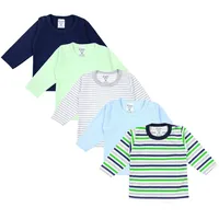 TupTam Baby Jungen Langarmshirt Gestreift 5er Set, Farbe: Mehrfarbig,