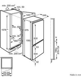 AEG OS5S161ES Einbau-Kühlgefrierkombination (233 l, 1572 mm hoch)