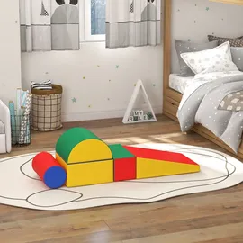 Homcom Softbausteine 5er-Set Schaumstoff Bausteine Riesenbausteine Bauklötze Bauspielzeug Schaumstoffblöcke für 1-3 Jahre alt Kinder Kunstleder EPE