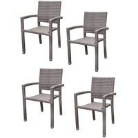 4x KONWAY® PORTO Stapelsessel Granit Premium Polyrattan Garten Sessel Stuhl Set