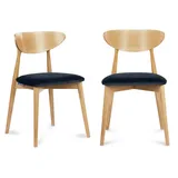 KONSIMO® Holzstuhl RABI Esszimmerstühle, hergestellt in der EU (Set, 2 St), Gestell aus Massivholz, fertigmontiert, Japandi blau