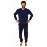 normann langarm Frottee Pyjama Schlafanzug Bündchen - 70650 in blau | Gr.: 48