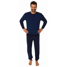 normann langarm Frottee Pyjama Schlafanzug Bündchen - 70650 in blau | Gr.: 48