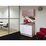 flexwell classic Küchenzeile FLEX-WELL Samoa 100 cm Weiß/Eiche